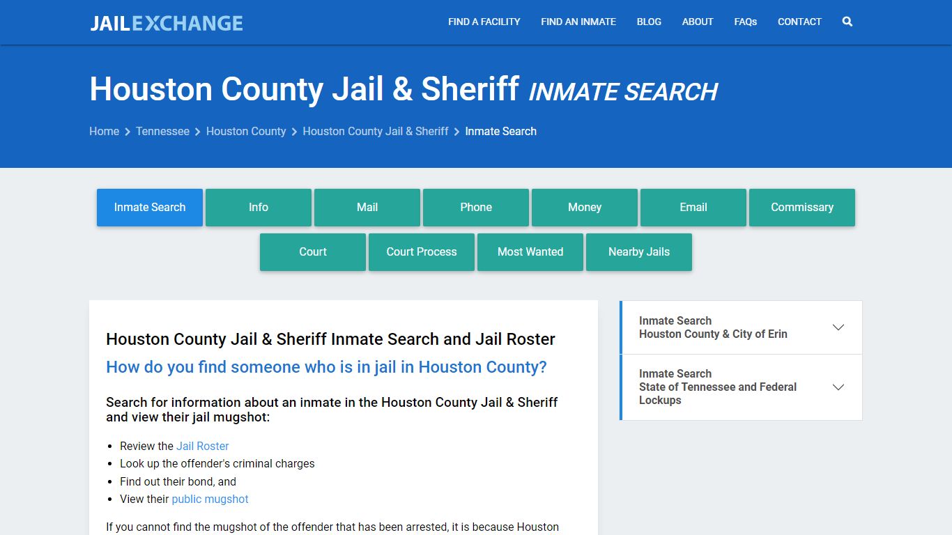 Inmate Search: Roster & Mugshots - Houston County Jail & Sheriff, TN